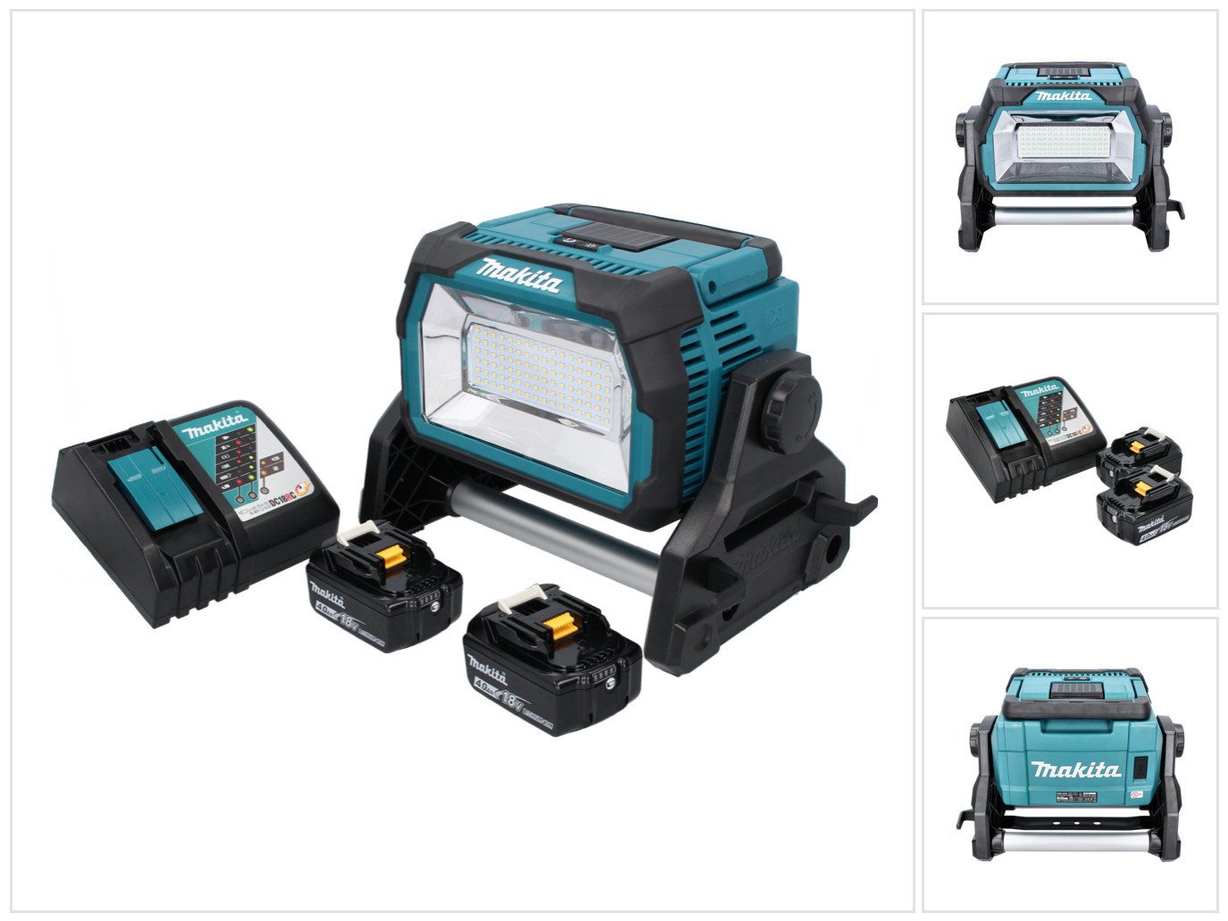 Makita Baustrahler DML 809 RM Akku LED Baustrahler 18 V 10000 lm + 2x Akku 4,0 Ah + Lade