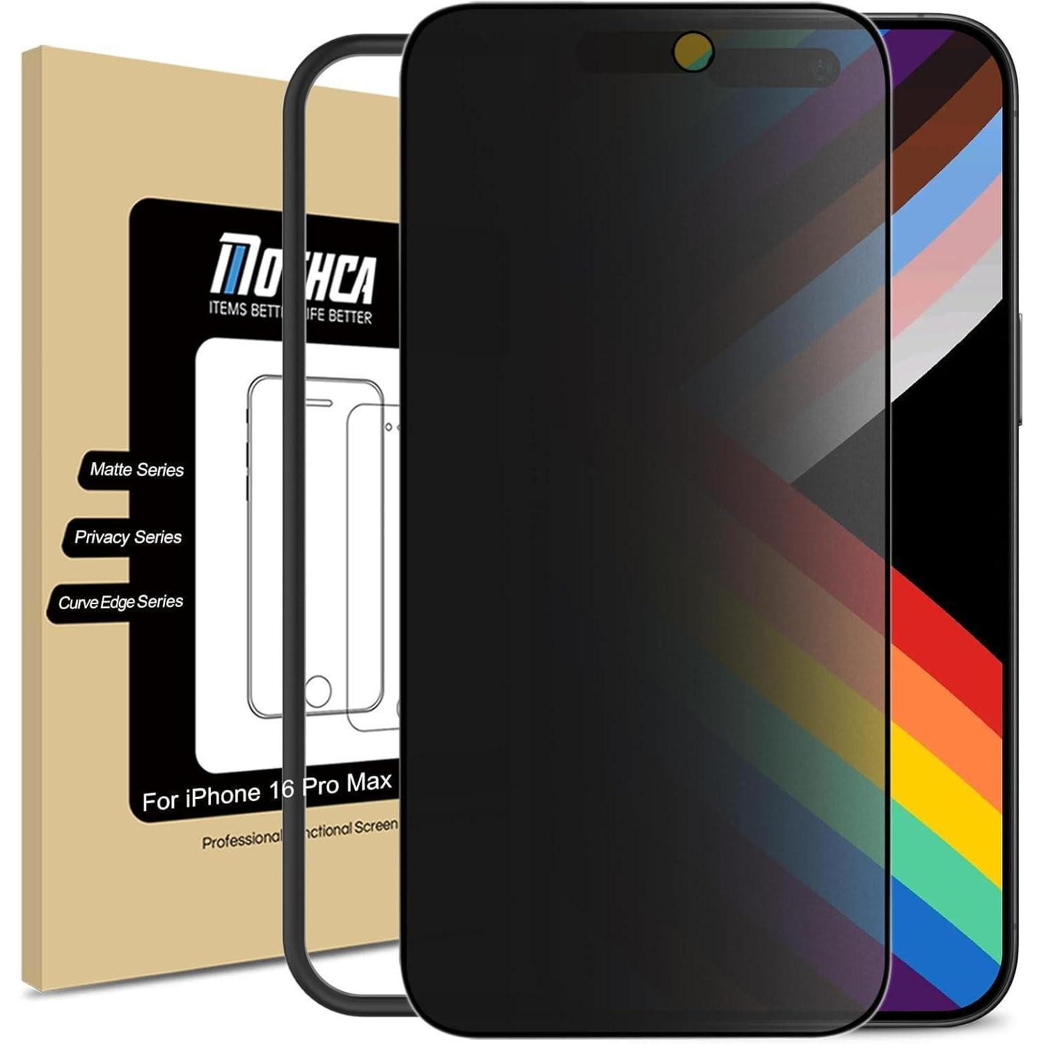 LuxusKollektion Displayschutzfolie iPhone 16 Pro Max Sichtschutzfolie 9H Matt, Privacy Display