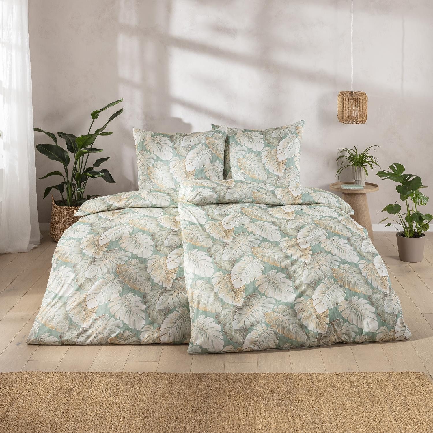 Estella Bettwäsche Estella Interlock Jersey Bettwäsche Rabea 6301-550 Tropenblatt 135x200, Interlock Jersey, 2 teilig