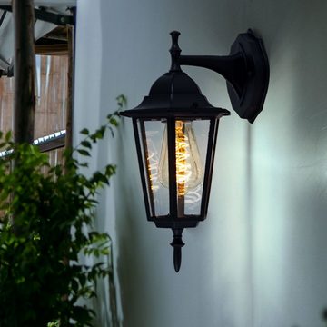 etc-shop Außen-Wandleuchte, Leuchtmittel nicht inklusive, Wandleuchte Aussen Laterne Wandlaterne Hoflampe schwarz