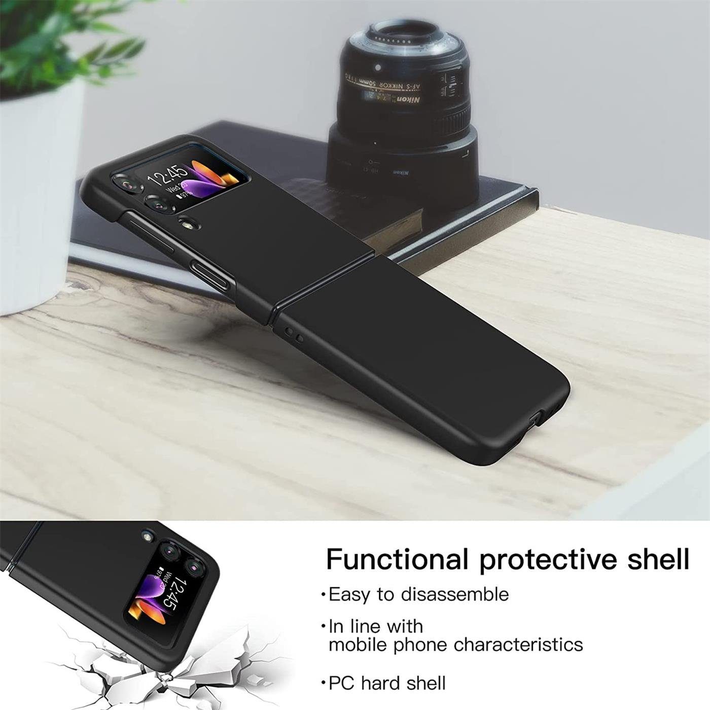 CoolGadget Handyhülle Black Series Handy Hülle für Samsung Galaxy Z Flip 4 6,7 Zoll, Edle Silikon Schlicht Robust Schutzhülle für Galaxy Z Flip 4 Hülle