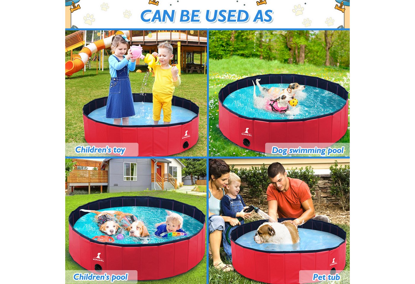 Thumbnail - POPOLIC Hundepool Faltbarer Hundepool, Haustier Hundekatze Indoor Outdoor Welpenpool, (PVC rutschfest mit verstärkten Ox...