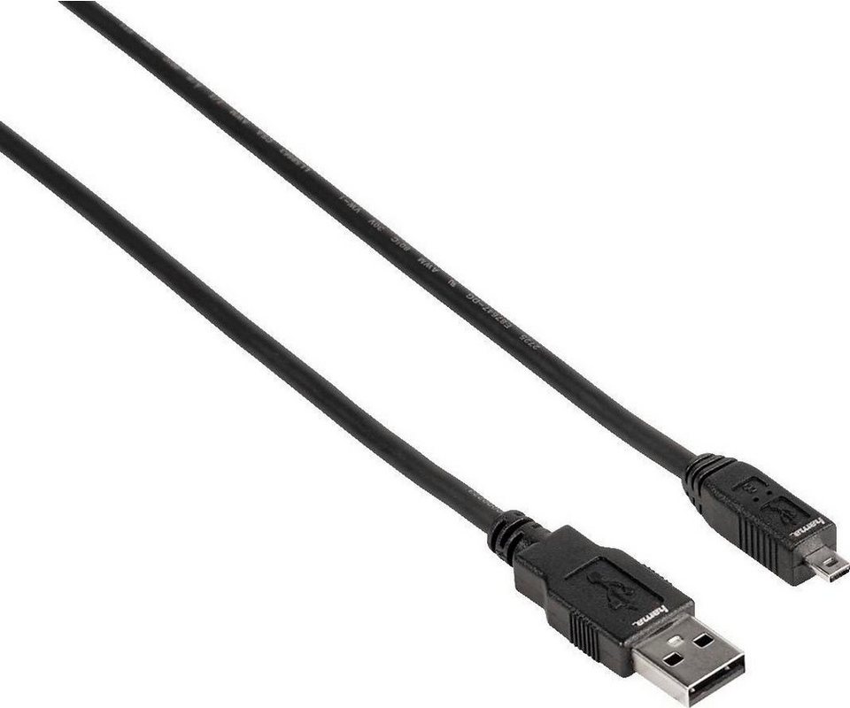 Hama USB-2.0-Anschlusskabel, A-Stecker - Mini-B-St. (B8 Pin) 1,8 m, Schwarz  USB-Kabel, USB 2.0 Mini-B, USB Typ A