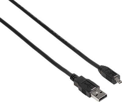 Hama USB-2.0-Anschlusskabel, A-Stecker - Mini-B-St. (B8 Pin) 1,8 m, Schwarz USB-Kabel, USB 2.0 Mini-B, USB Typ A