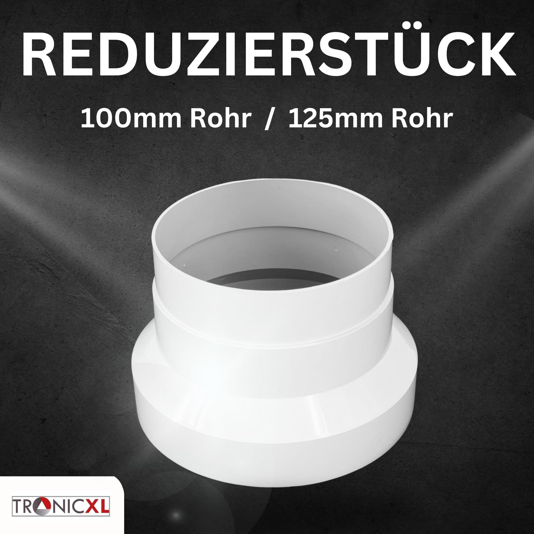 TronicXL Rohr-Reduziereinsatz Reduzierstück 125mm 100mm für Grow Abluft Belüftung Abluftventilator