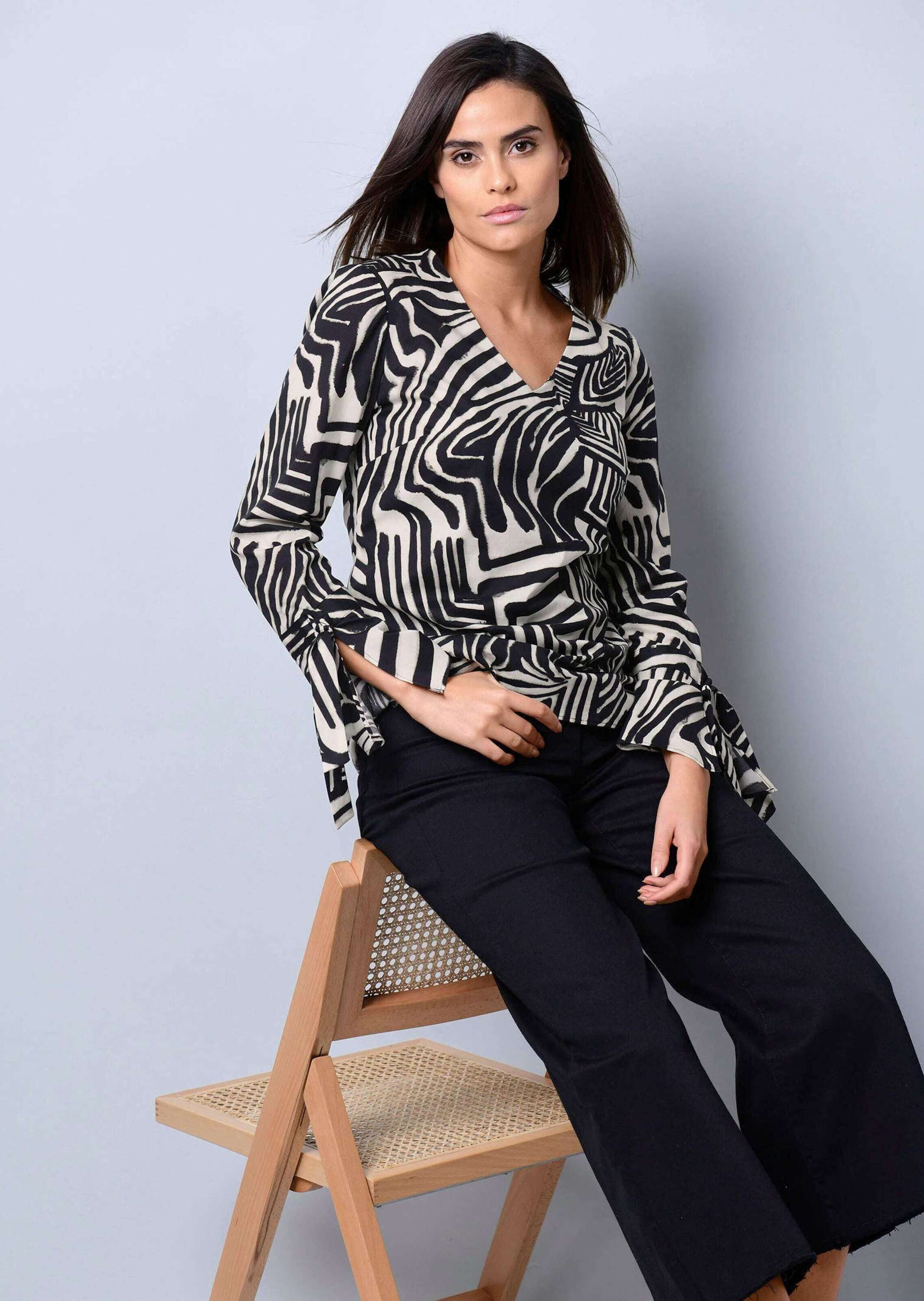 Alba Moda Hemdbluse Bluse mit Bindeband am Ärmel