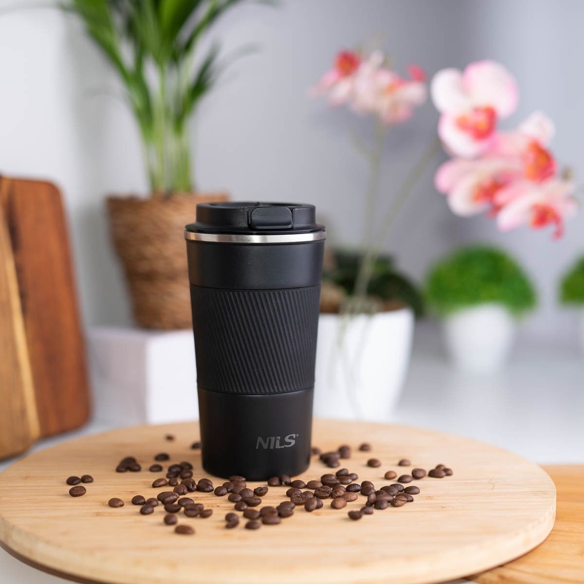 Nils Thermobecher To Go Becher schwarz für heiße und kalte Getränke 510ml