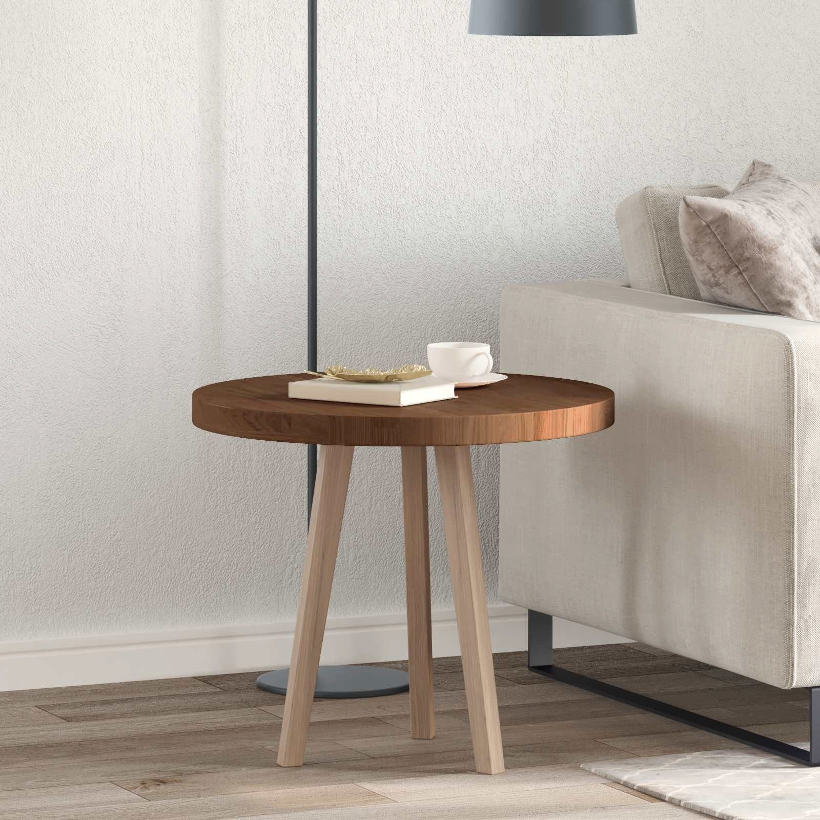 vidaXL Tischplatte Tischplatte Ø 60 x 4 cm Rund Massivholz Eiche Dunkelbraun (1 St)