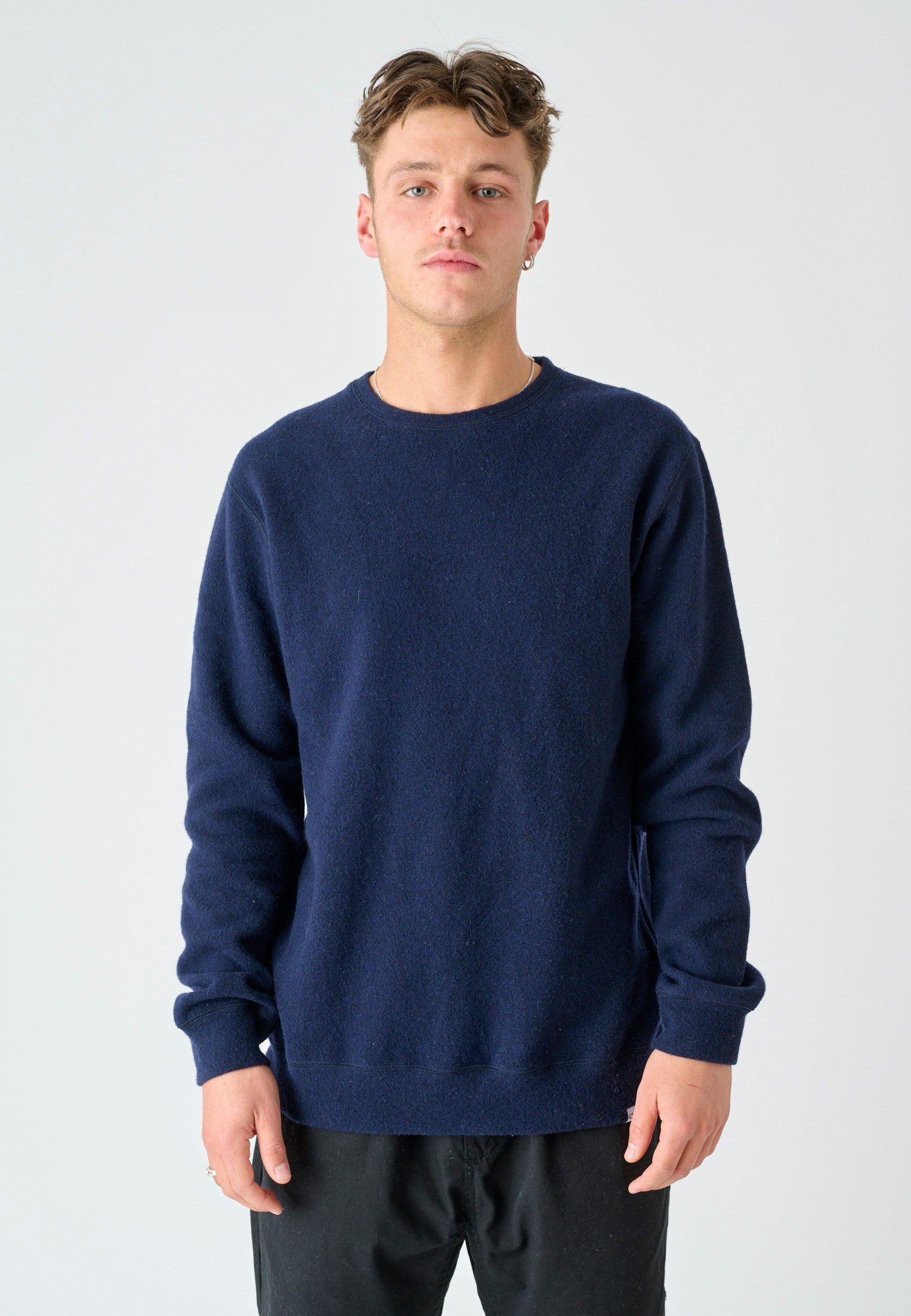 Cleptomanicx Sweatshirt Noitch aus gebondeter Wolle blau