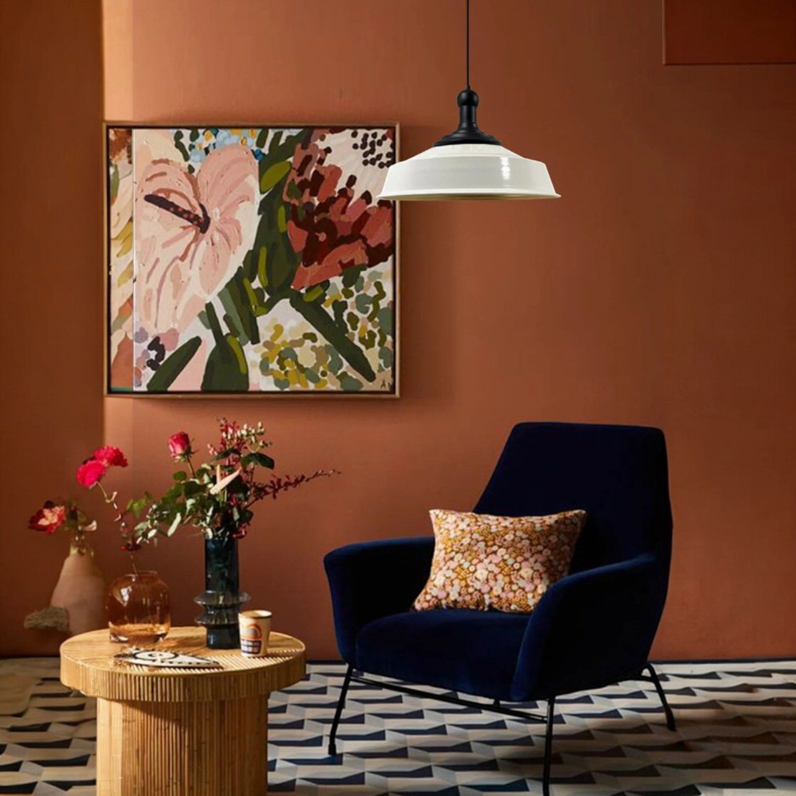 Bamyum Pendelleuchte Pendelleuchte Long Knob Metall Ø35cm, Modern Hängelampe, ohne Leuchtmittel