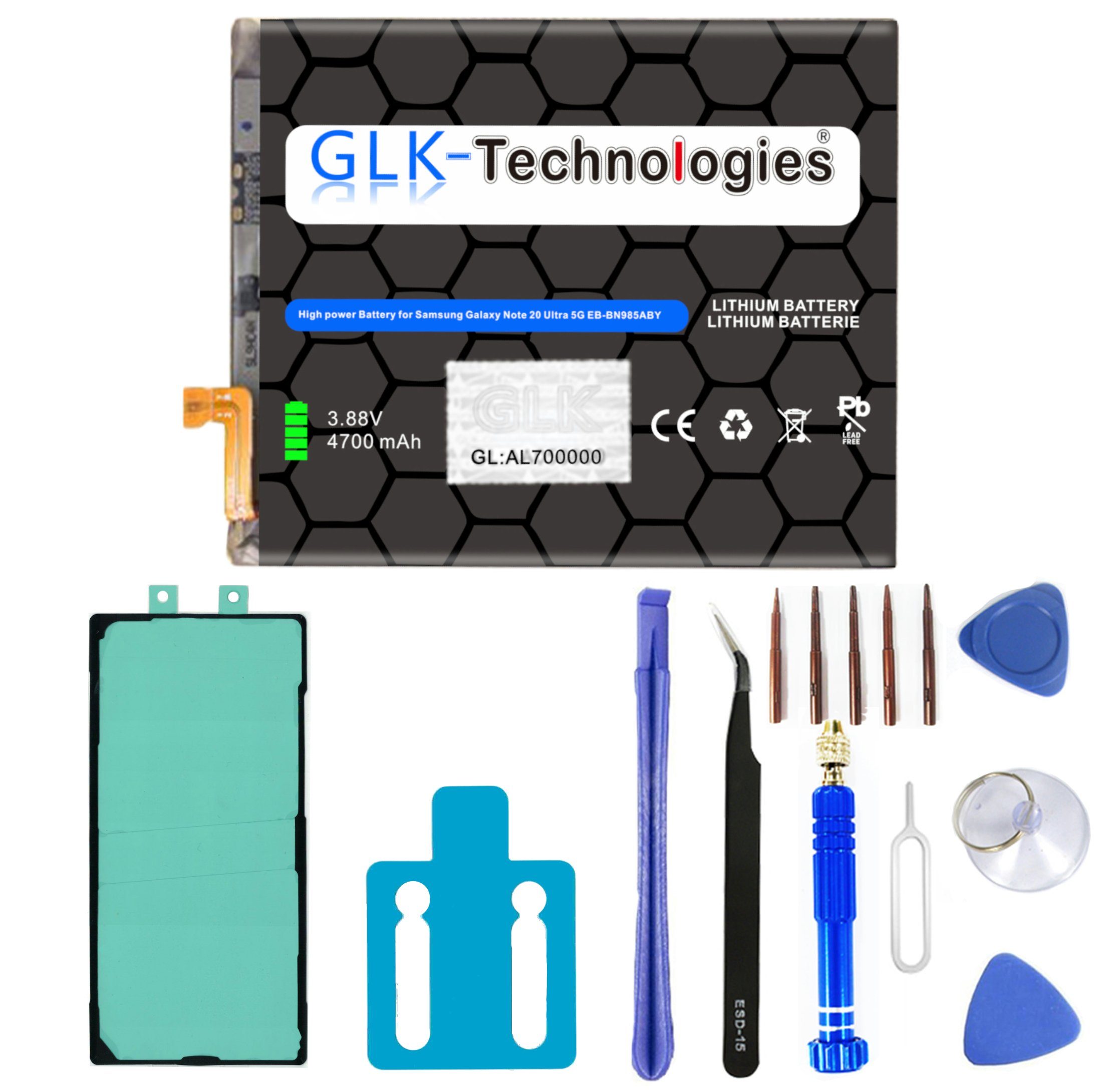 GLK-Technologies EB-BN985ABY Samsung Note 5G Handy-Akku für Ultra Akku GLK 20 (N986B) Galaxy