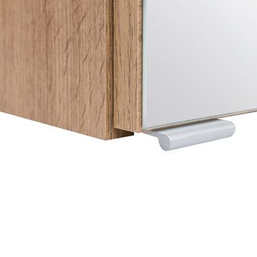 Lomadox Spiegelschrank VIDAGO-03 3D- 100 cm breit in Wotan Eiche Nb. mit LED Beleuchtung : 100/64/20 cm