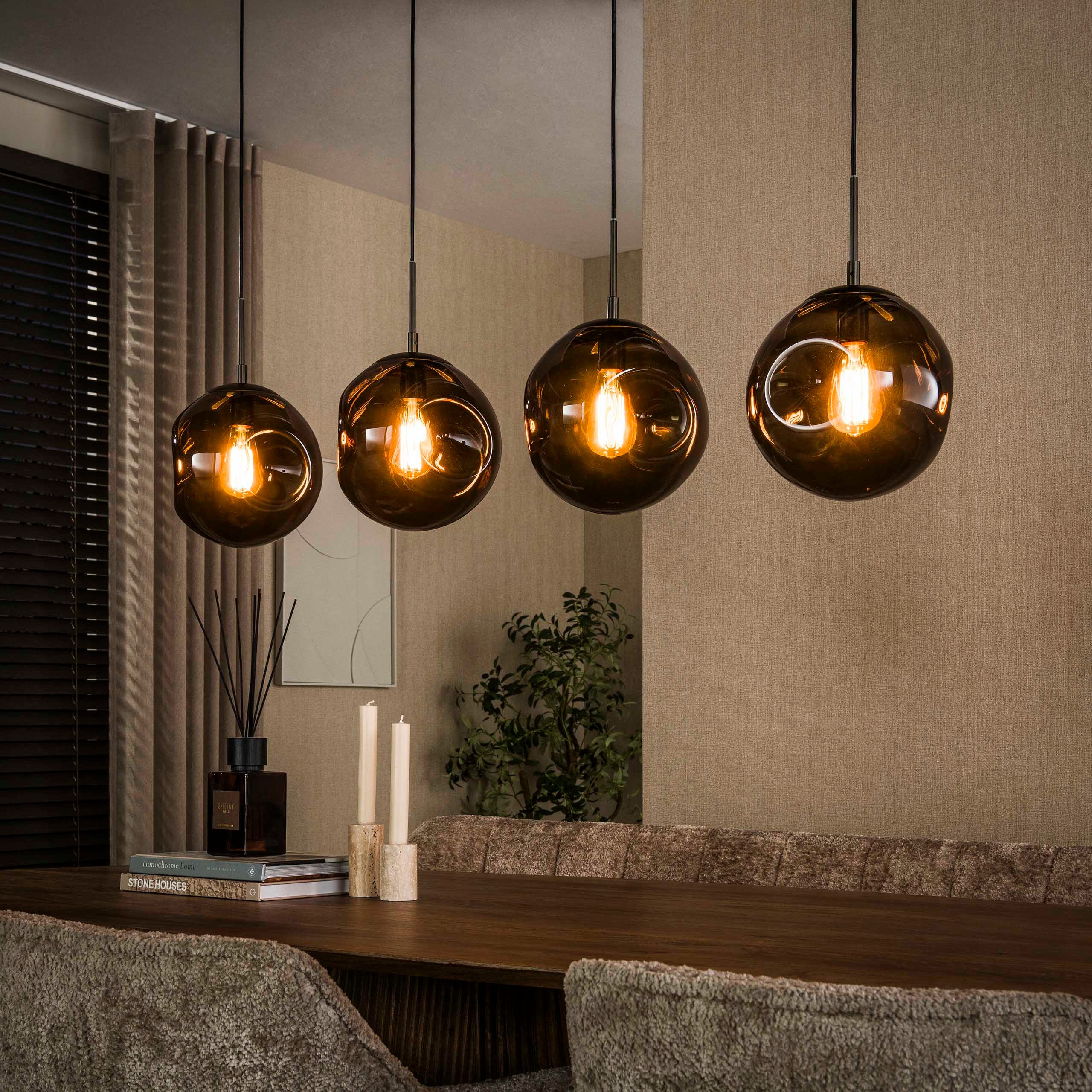 Sitheim® Pendelleuchte STELLAR Pendelleuchte 4-Fassungen / Alt Silber/ Sienna Braun