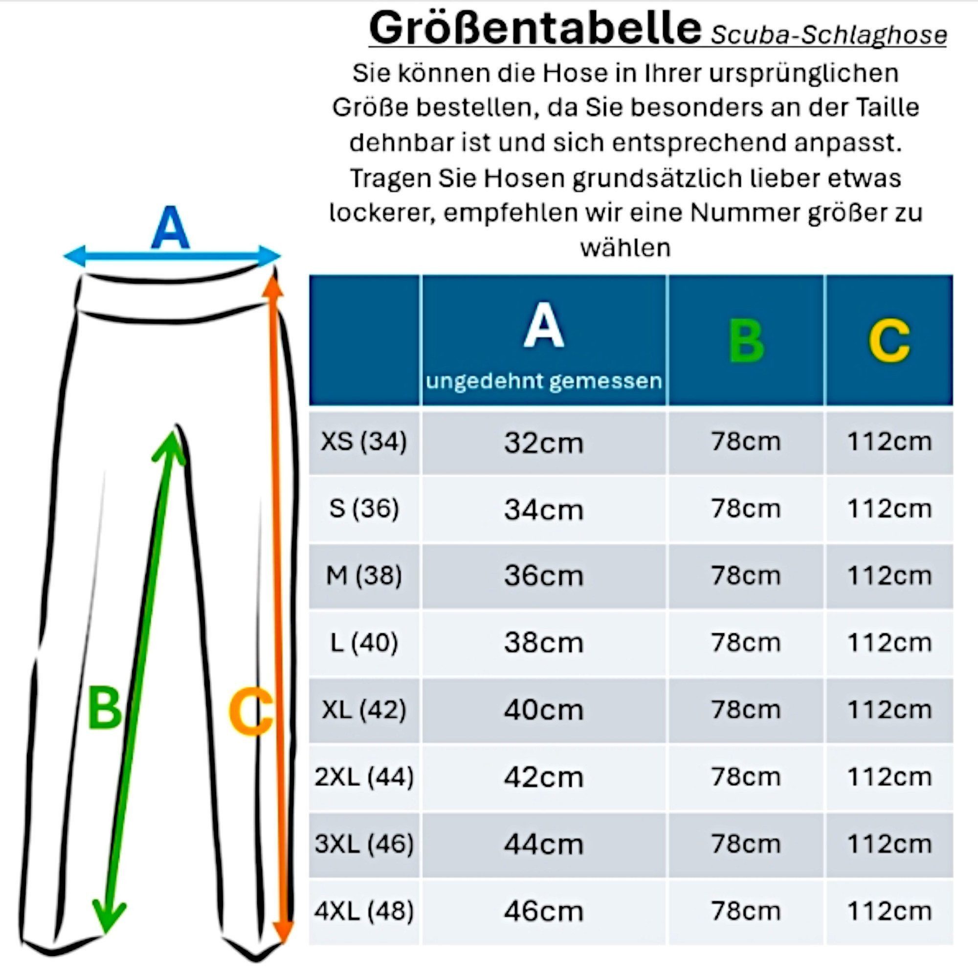 fashionshowcase Schlaghose Damen Scuba Hose High Waist elastisch für Yoga Freizeit & Abendmode Knitterfrei, Bequem & Figurbetont