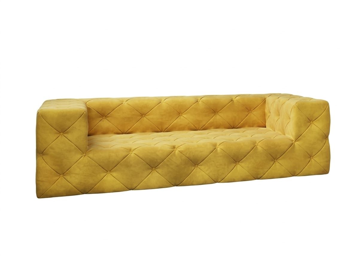 JVmoebel Chesterfield-Sofa Gelbes gestepptes 3-Sitzer-Sofa Stoffsofa Chesterfield Kapitonierung, 1 Teile, Made in Europa