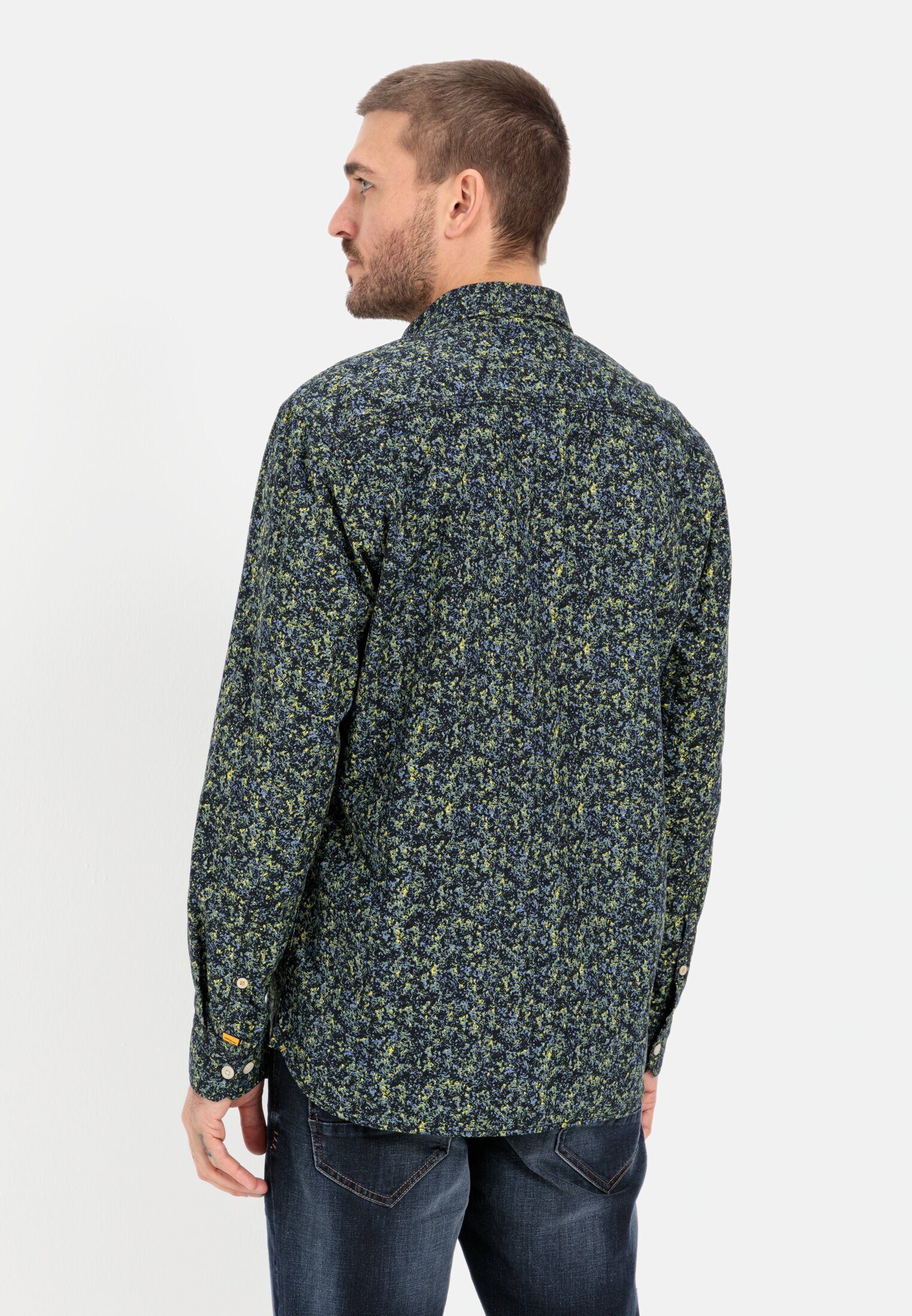 camel active Langarmhemd mit Allover-Print Langarm Button-Down Button-Down