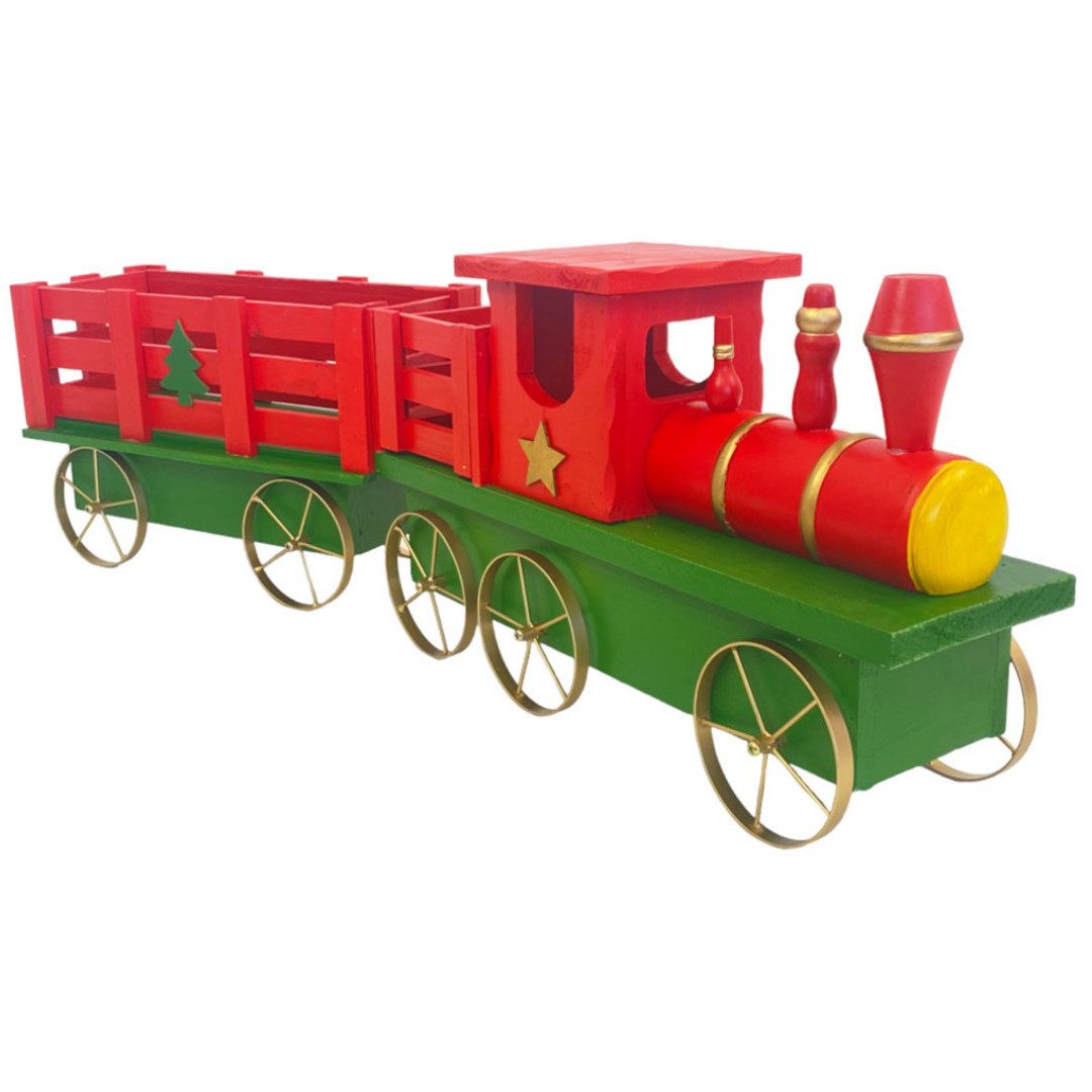 abc HOME Pflanzkübel Eisenbahn, Holz, 2tlg., groß, weihnachtlich (2-teilig)