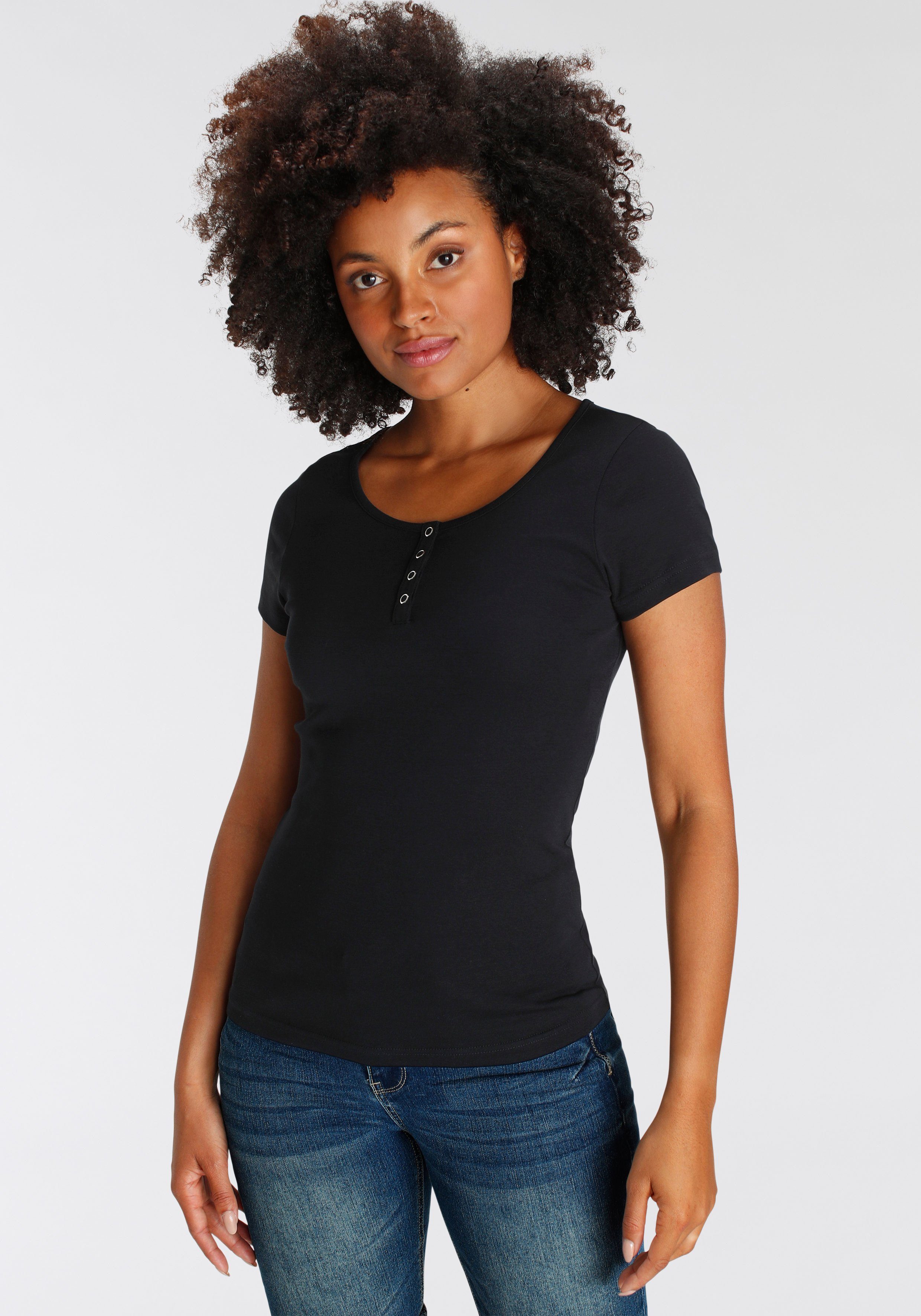 H.I.S T-Shirt (Set, 2-tlg) Kurzarm, unifarben, günstig online kaufen