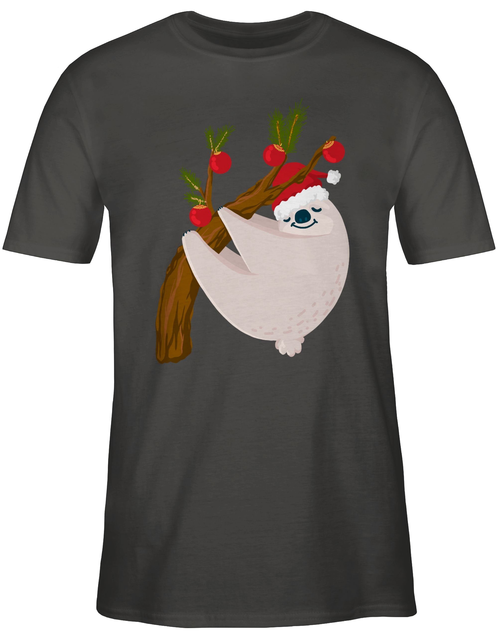 Shirtracer T-Shirt Faultier Weihnachten Weihachten 03 Dunkelgrau Kleidung