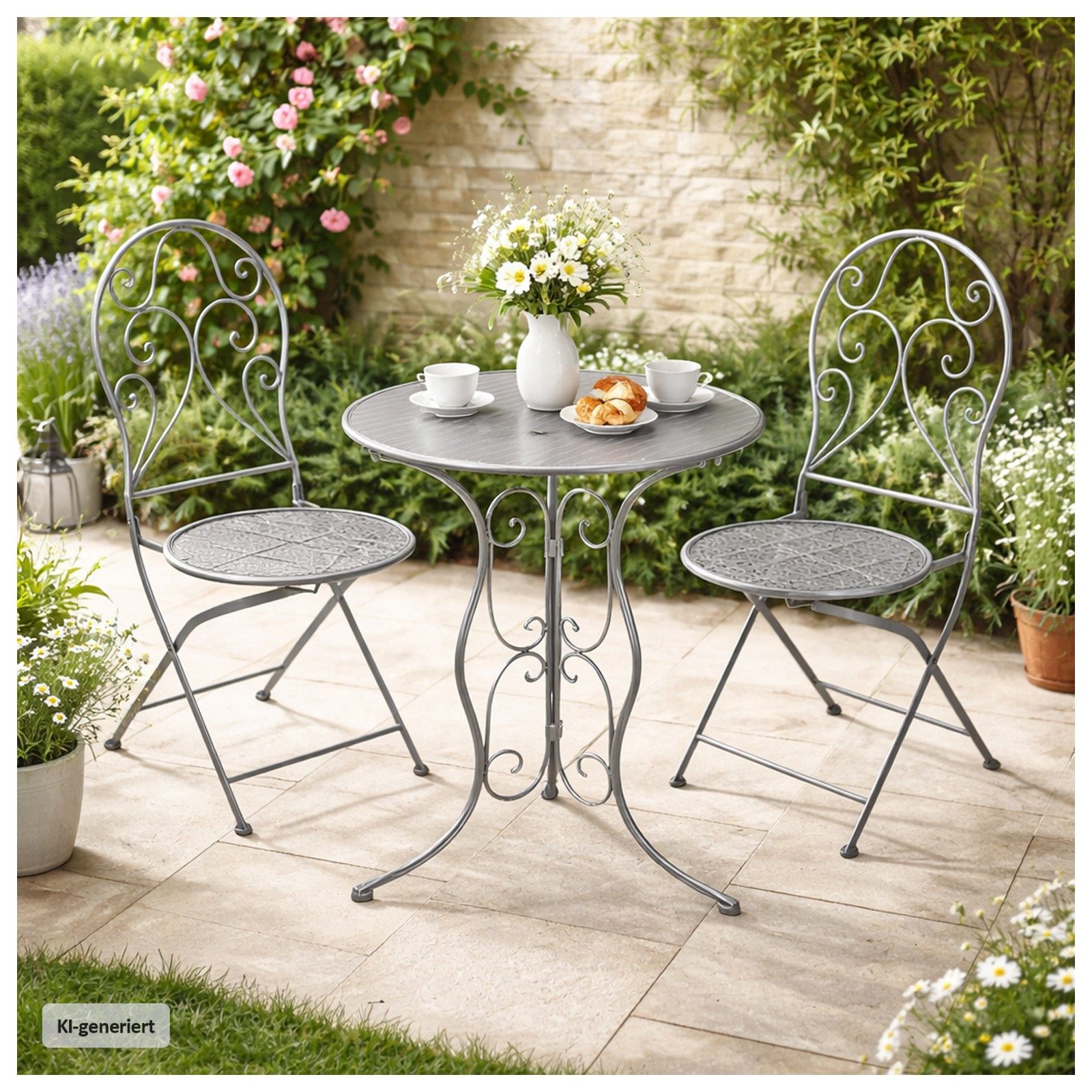 HTI-Living Gartenstuhl Gartenstuhl 2er-Set Lani Grau (Set, 2 St), Klappstühle – Bild 2 von 2