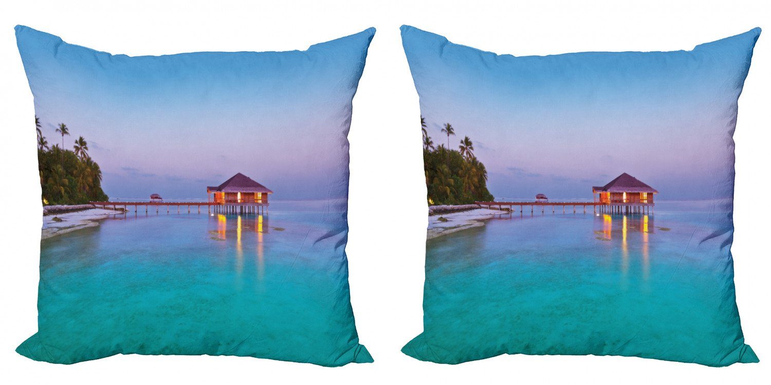 Doppelseitiger Abakuhaus Modern (2 Strand Malediven Pathway Spa Accent Digitaldruck, Kissenbezüge Saloon Stück),