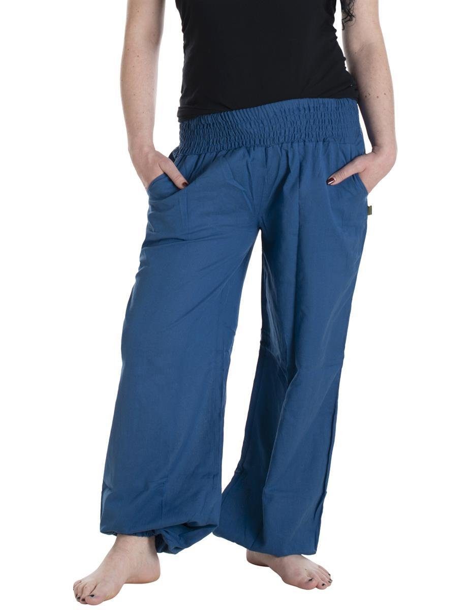 Vishes Haremshose Lange Sommerhose Schlupfhose Einheitsgröße Hippie, Baggyhose, Yogahose blau