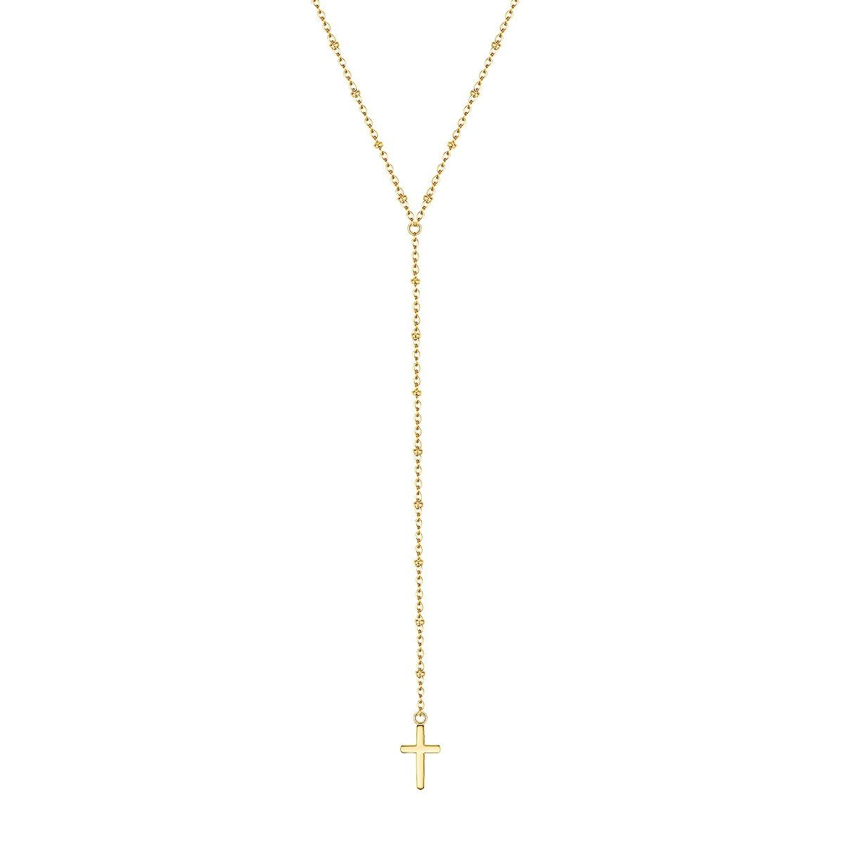 Eastside Edelstahlkette Halskette aus Edelstahl, in gelbvergoldet, mit Kreuz