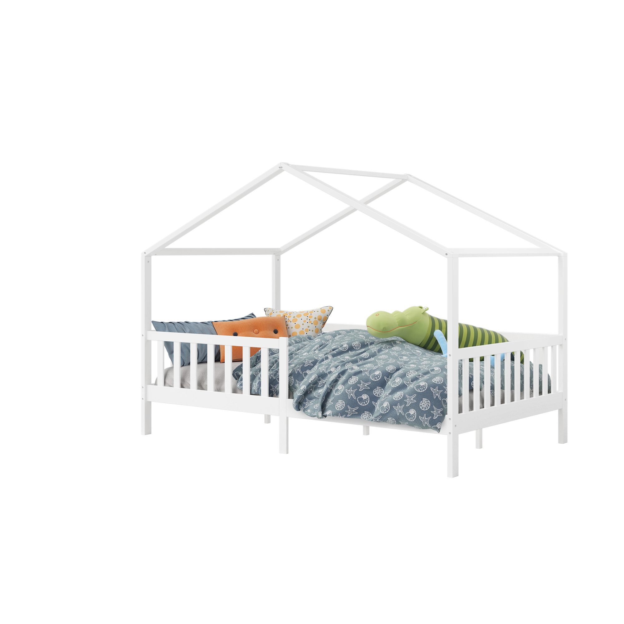 Bellabino Kinderbett Bia mit Rausfallschutz & Lattenrost (weiß, mit Matratz günstig online kaufen