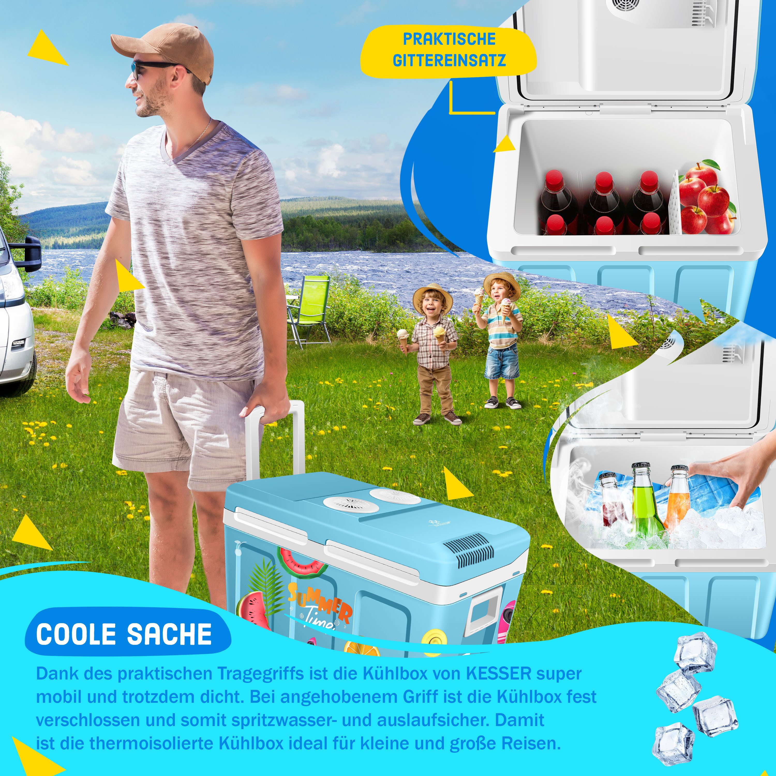 KESSER Kühlbox, 40 l, Thermo-Elektrisch Warmhalten & kühlen -18 bis 65° C für Auto & Camping