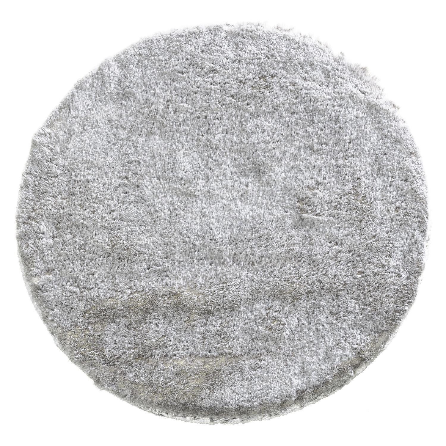 casa NOVA Fellteppich FLUFFY, Künstlich, Ø 40 cm, Silbergrau, rund, Acryl, Polyester, Rutschhemmend