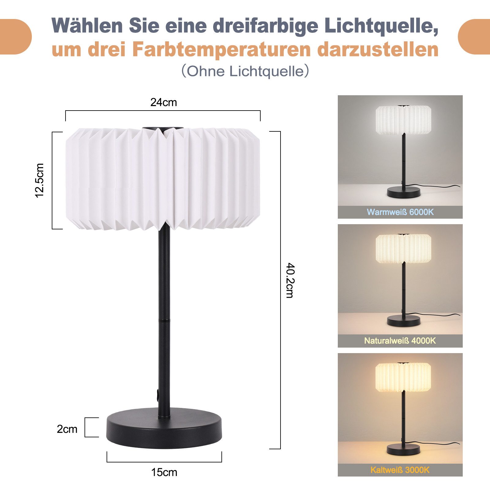 Nettlife Nachttischlampe Retro Weiß papierlampenschirm G9 Nachtisch Leselampe Tischleuchte, mit Kabel, LED wechselbar, Nachtisch Leselampe für Schlafzimmer Schreibtisch Restaurant