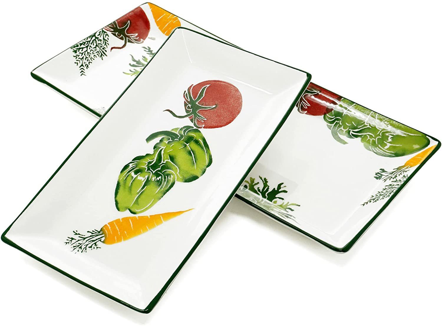 38x18,5 Gemüse Keramik, Set), 28,5x15, Lashuma eckig 2-tlg., 2er cm (Set, Servierteller, 1x Servierplatte 1x Kuchenteller