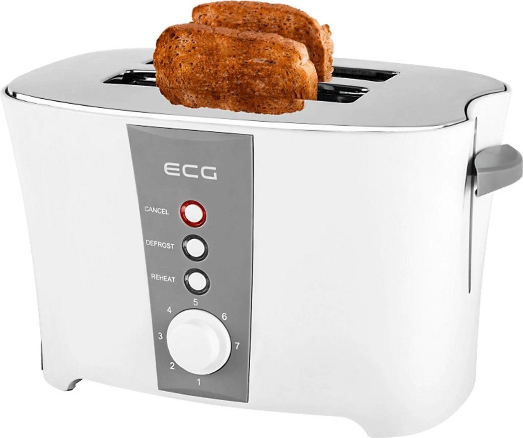 800 Krümelschublade Toaster ECG Watt 2 ST818, Auftaufunktion Toastsscheiben