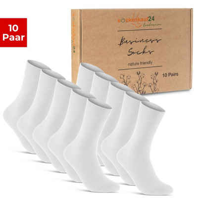 sockenkauf24 Socken 10 Paar Premium Socken Herren & Damen Komfort Business-Socken (Weiß, 10-Paar, 43-46) aus gekämmter Baumwolle mit Pique-Bund (Exclusive Line) - 70101T