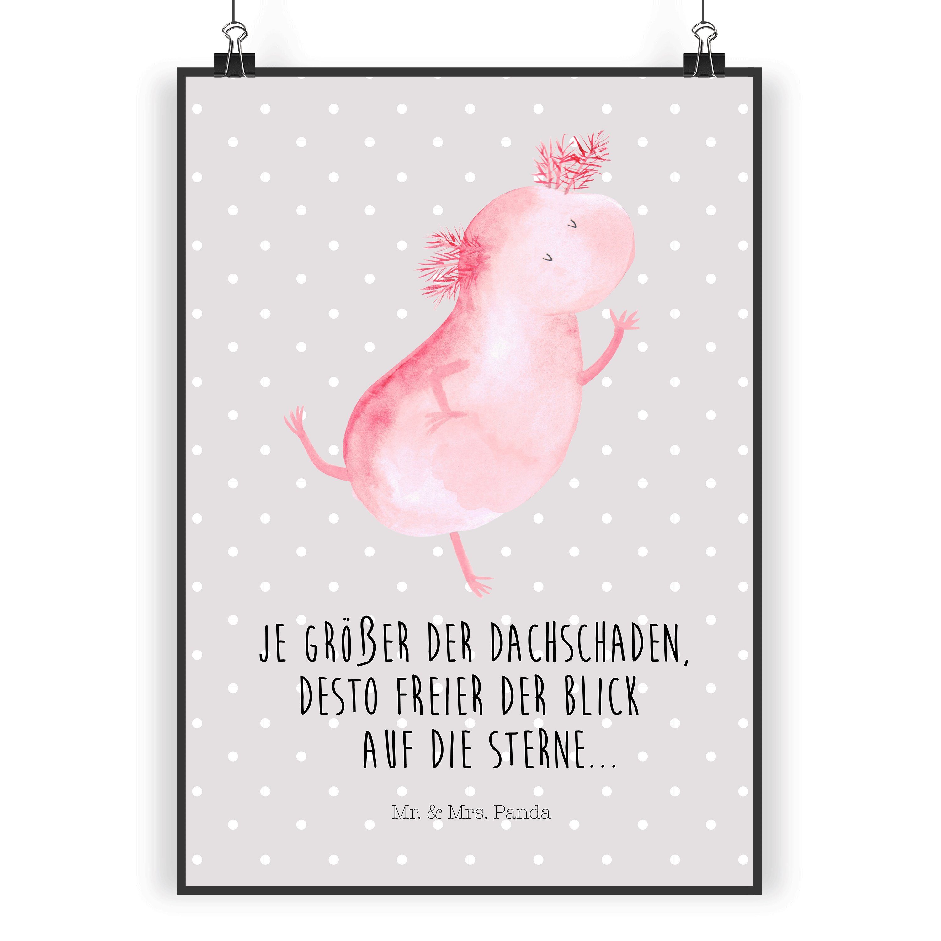 Mr. & Mrs. Panda Poster »Axolotl tanzt Grau Pastell Wandposter