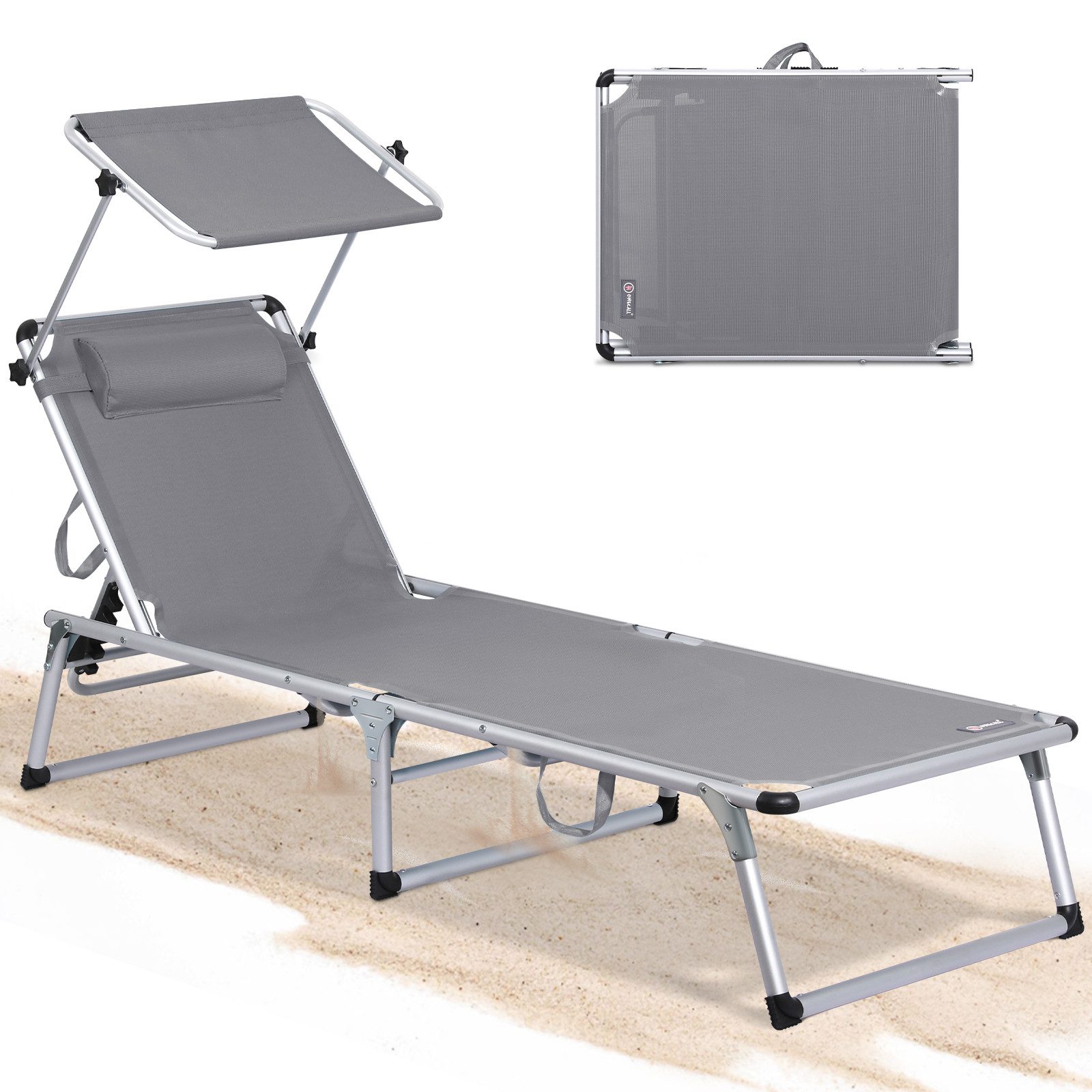 HOMECALL Gartenliege Leicht Sonnenliege Klappbar Alu Liegestuhl Strandliege günstig online kaufen