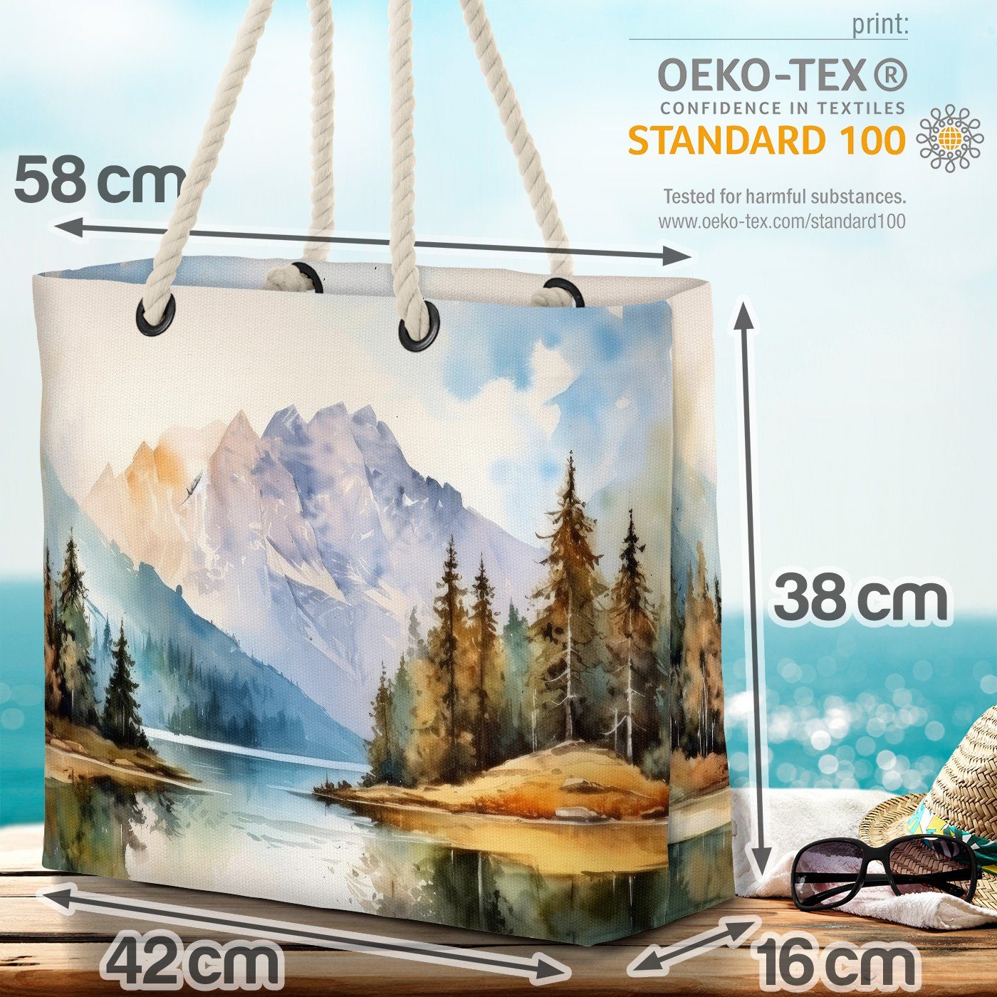 VOID Strandtasche (1-tlg), outdoors wald Malerei baum natur her Landschaft landschaft Berge berg