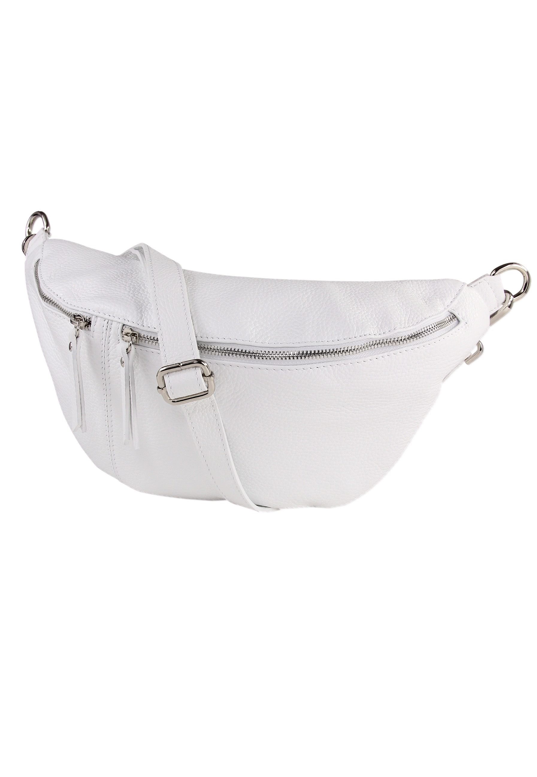Toscanto Gürteltasche Toscanto weißfarbene Gürteltasche sehr (Gürteltasche), Damen Gürteltasche Echtes Leder, weiß