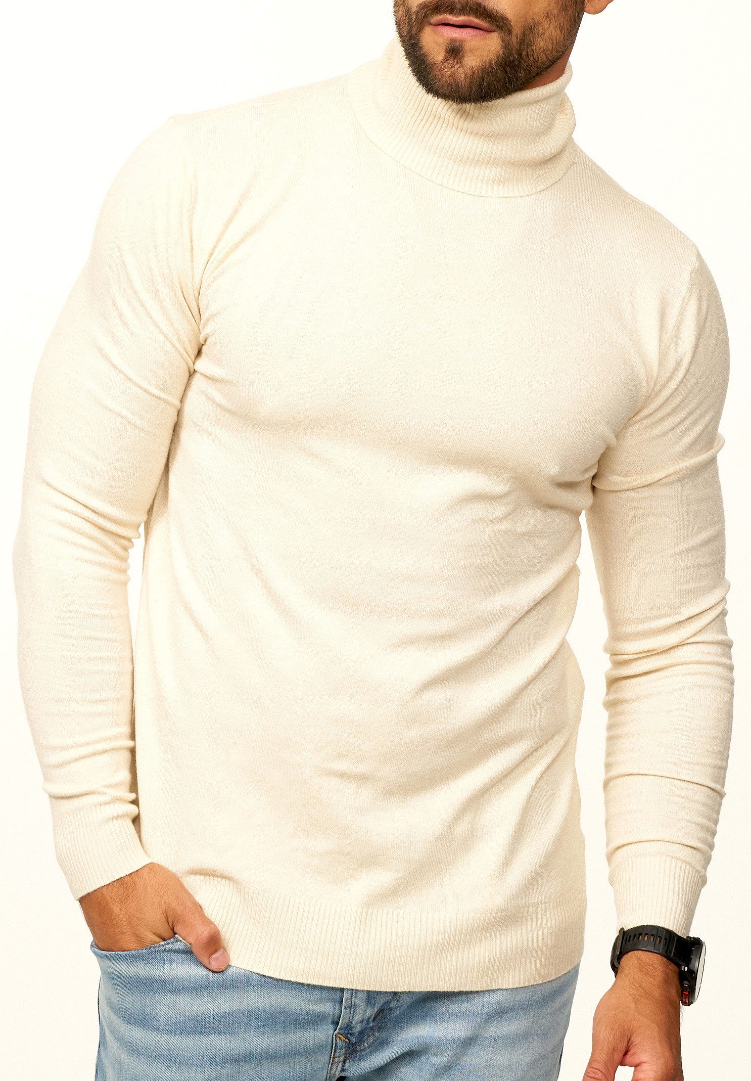 DAILY COTTON Rollkragenpullover als Feinstrick Pulli in Slim Fit für Herren günstig online kaufen