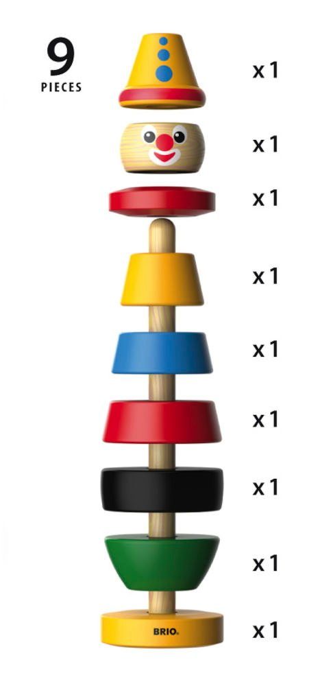 BRIO® Steckspielzeug Brio Kleinkindwelt Holz Steckspielzeug Clown 9 Teile 30120