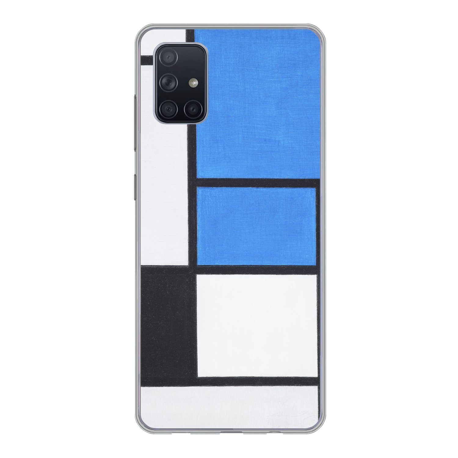 MuchoWow Handyhülle für Samsung Galaxy A71 Komposition mit Blau, Rot, Schwarz, Gelb und Gr, Phone Case, Silikon, Schutzhülle Dünn