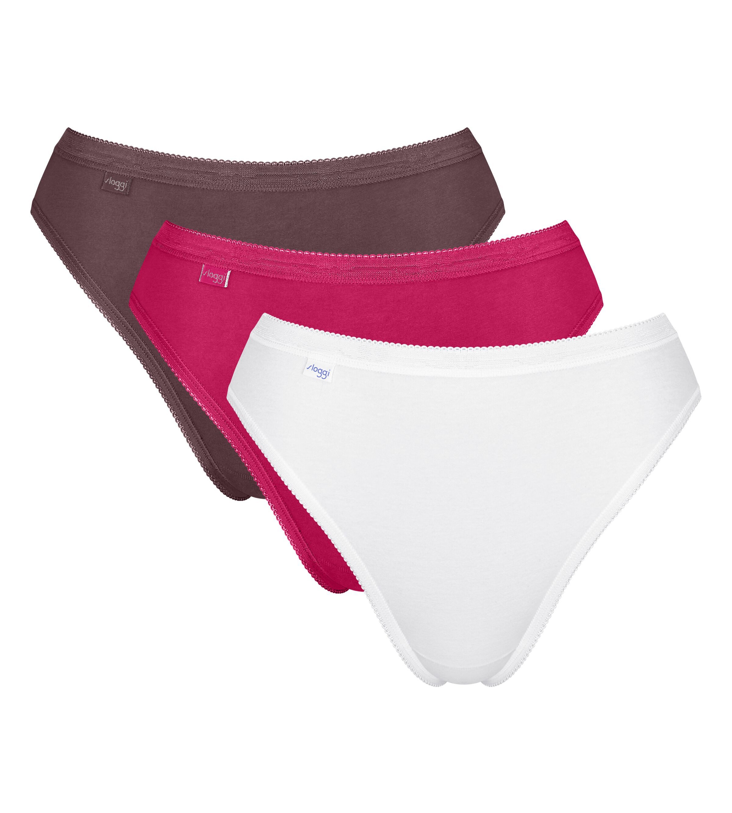 sloggi Taillenslip Basic+ Tai (3er Pack) mit hohem Beinausschnitt, Cotton-Mix, glatte Nähte