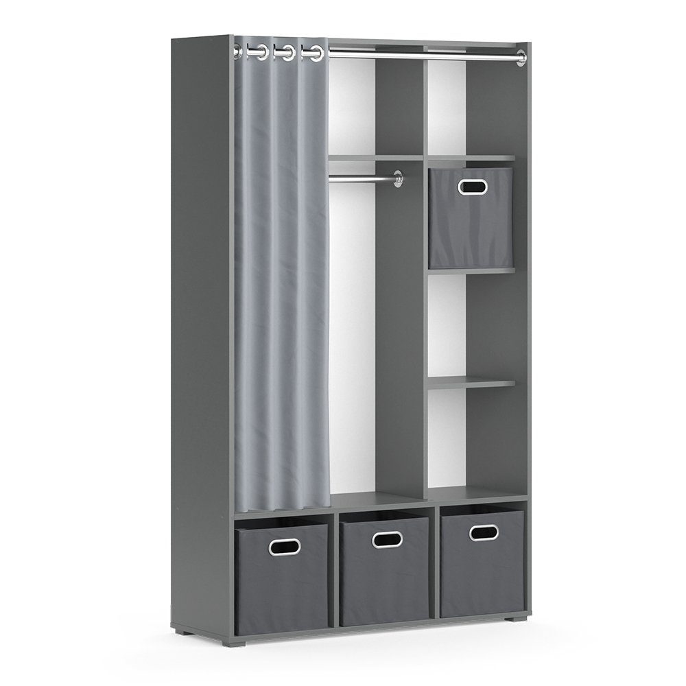 Grau Luigi Grau Vicco Faltboxen Garderobenschrank | Kleiderschrank Grau mit