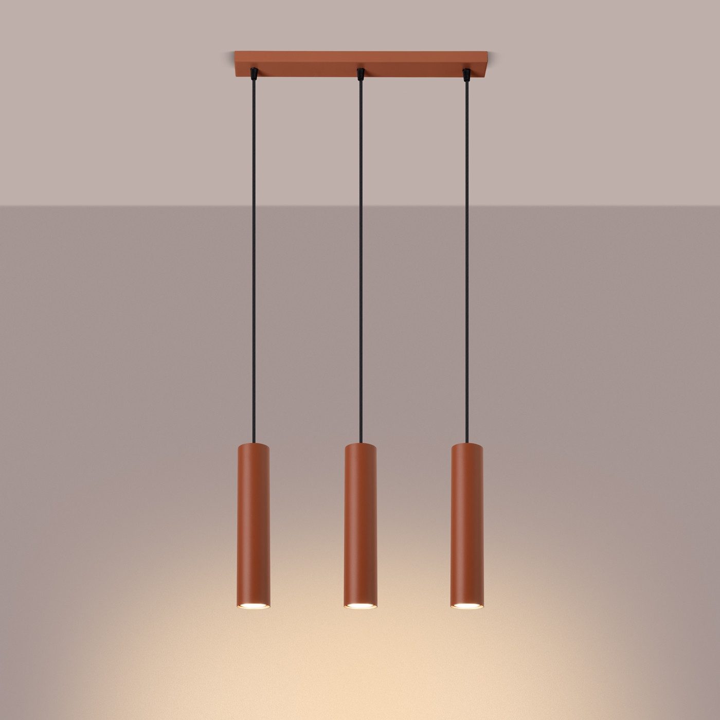 SOLLUX lighting Hängeleuchte Pendelleuchte Lagos 3L Roter Ocker, Nicht enthalten