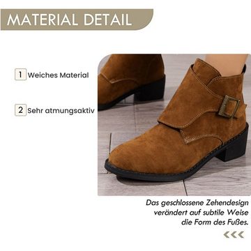 Daisred Damen Ankle Boots klassich mit Gürtelschnalle Stiefel
