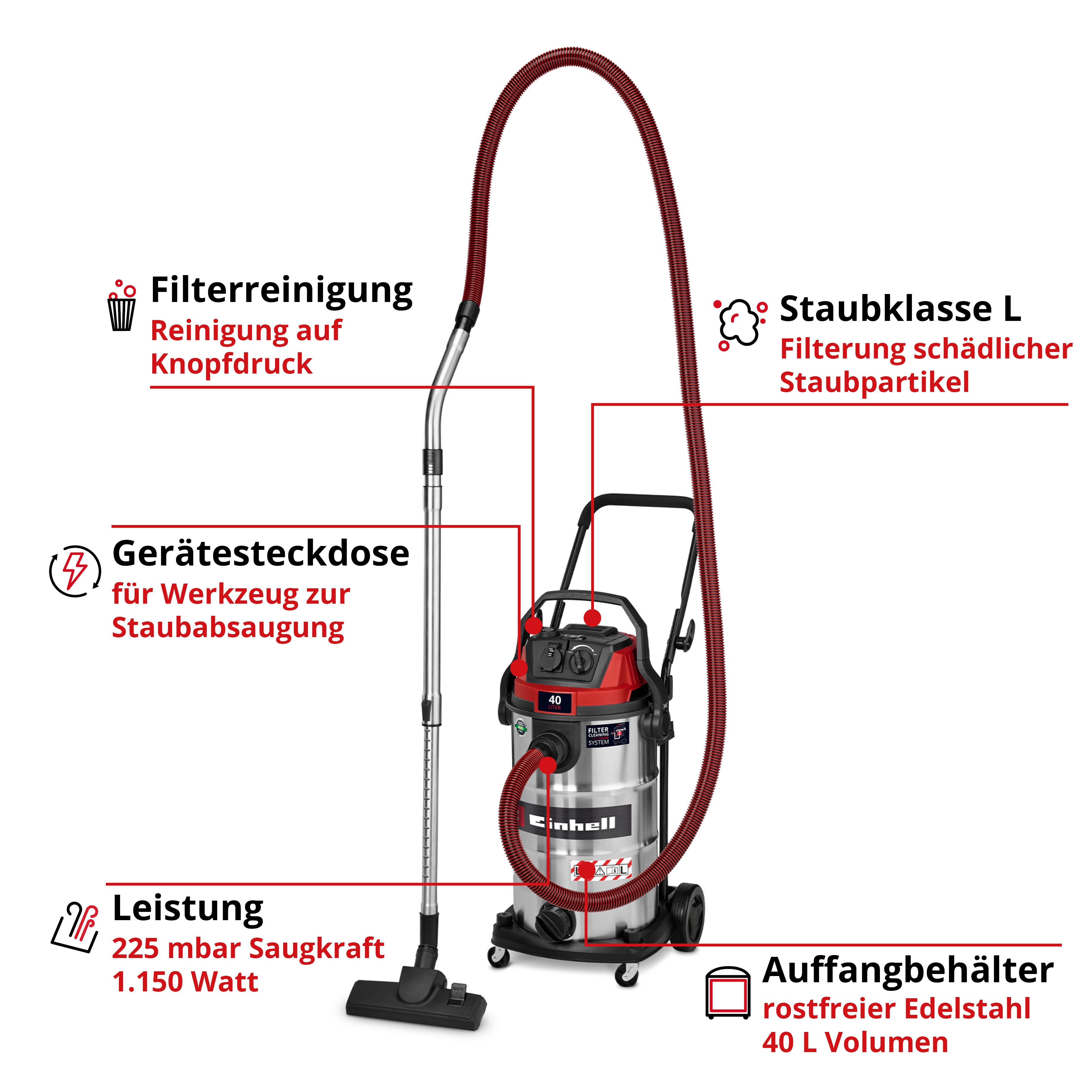 Einhell Nass-Trocken-Sauger TE-VC 4090 SACL, 1150 W