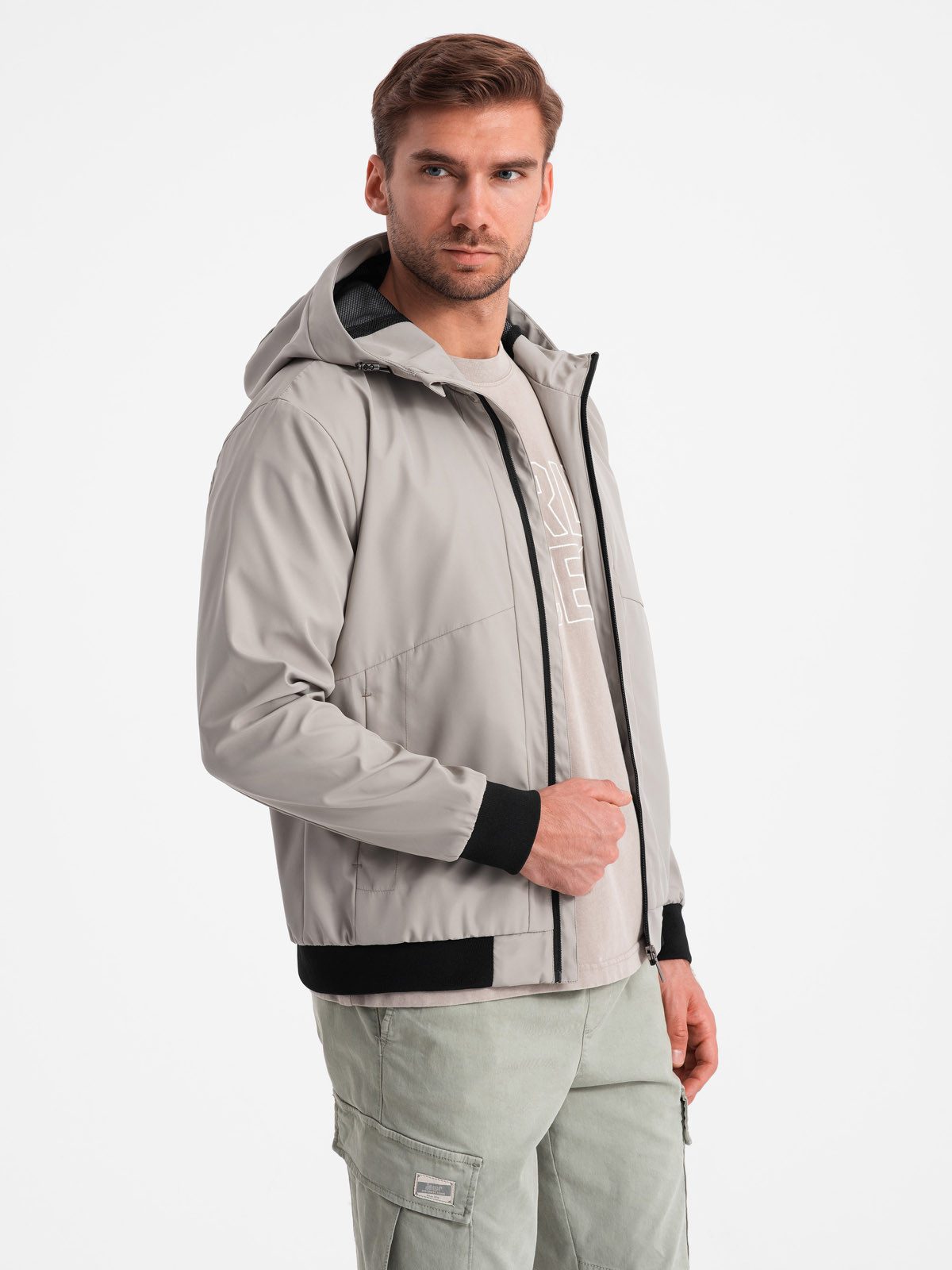 OMBRE Regenjacke Leichte Herrenjacke mit Kapuze und Netzfutter günstig online kaufen