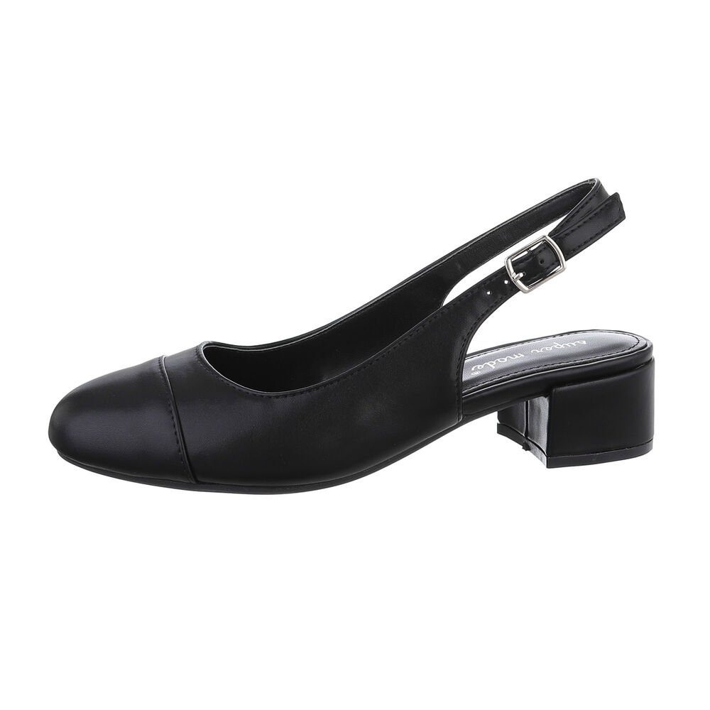 Ital-Design Damen Abendschuhe Elegant Schnürpumps Blockabsatz Schnür- & Riemchenpumps in Schwarz