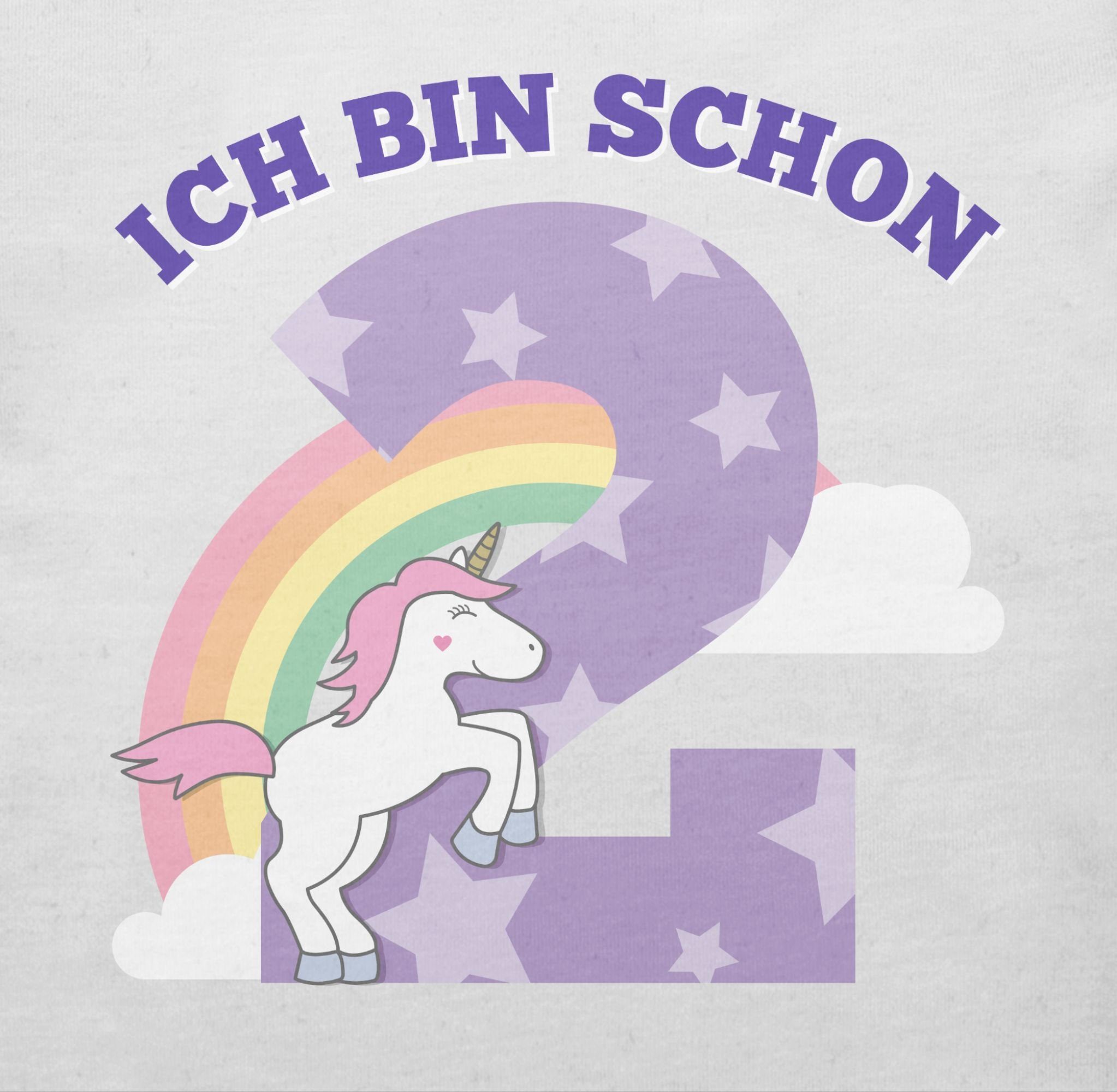 Ich 1 Shirtracer T-Shirt Geburtstag schon bin zwei 2. Weiß Einhorn