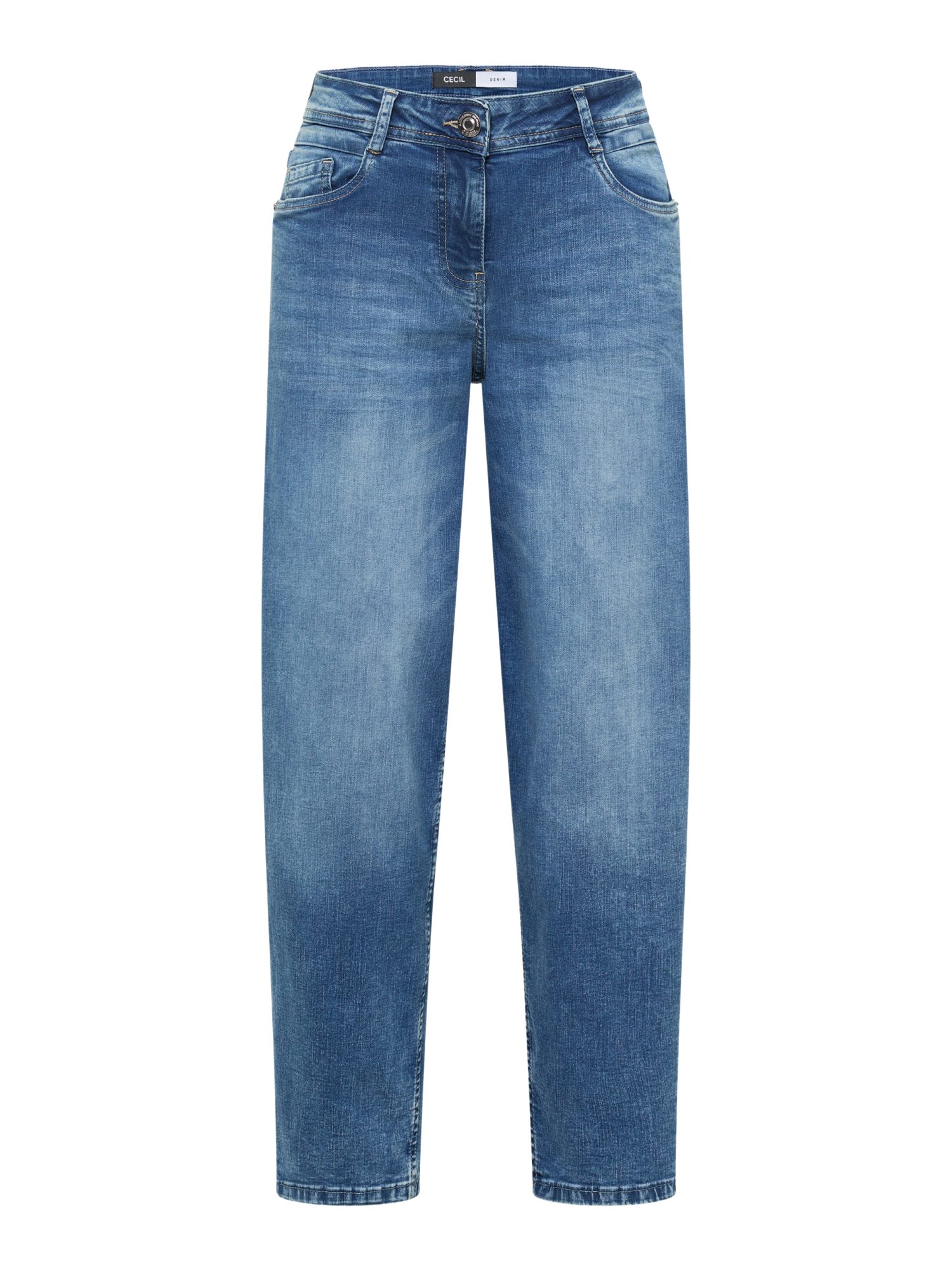 CECIL Stoffhose blau,Casual,Baumwolle,Unifarben,Tapered Fit,Hoch